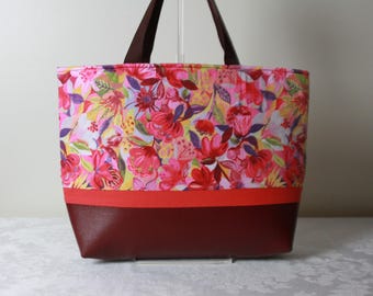Pink, red, and purple floral patterned tote/bag/purse