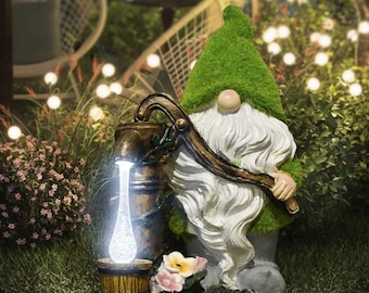 Solar Mossy Gnom Gartenfigur Gartenfigur Garten Figur Gartenwichtel, Gartenzwerg,