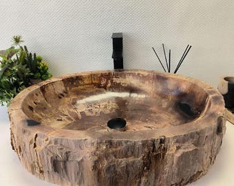68 cm Antique Stone Bathroom Sink, Unique Countertop Sink with Natural Edges, Farmhouse Style Rustic and Modern Luxury Natural Stone Sink