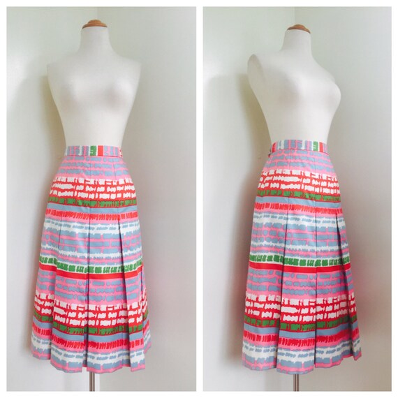 Vintage 70's Bold Print Pleated Skirt