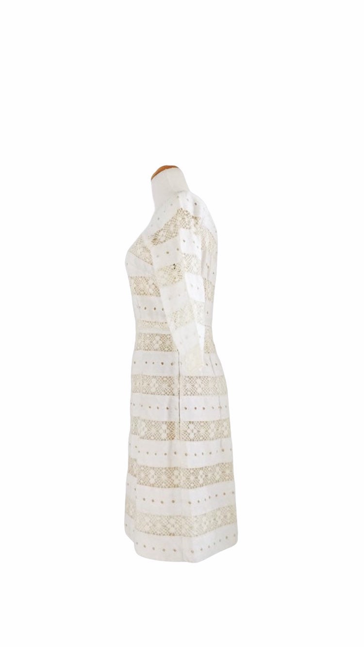 60's Vintage Linen Embroidered Wiggle Dress - Etsy
