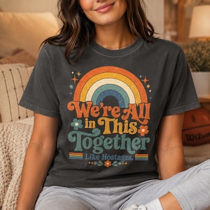 Rolig sarkastisk t-shirt med regnbågshumor, retro-t-shirt