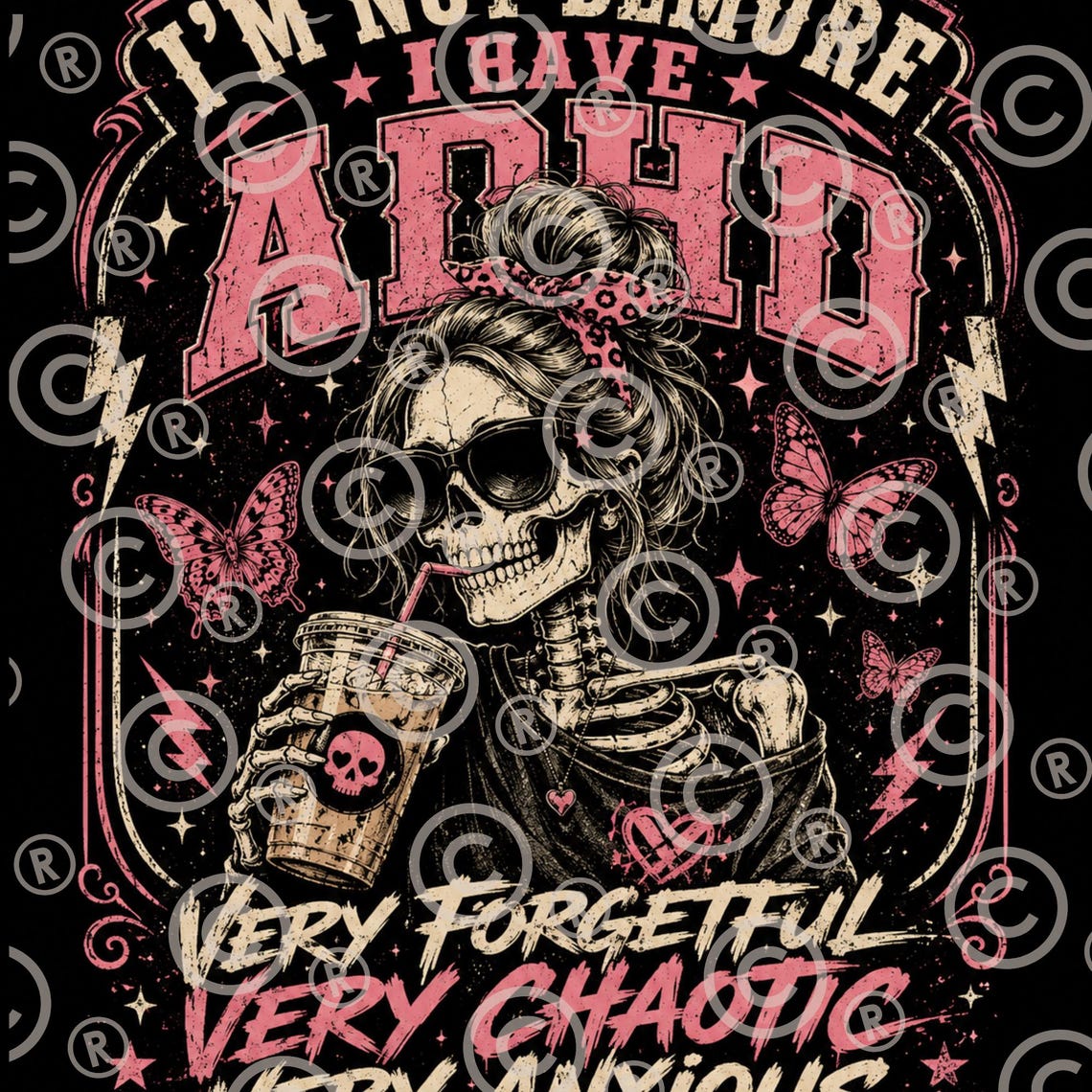 ADHD Skeleton PNG Bundle | Retro Mental Health Designs (digital ...
