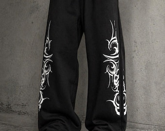 Pantalones deportivos holgados con estampado gráfico, pantalones anchos de estilo streetwear, joggers unisex extragrandes, pantalones estilo Y2K