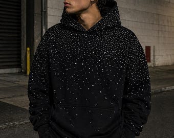 Men’s Speckled Hoodie, Streetwear Pullover Hoodie