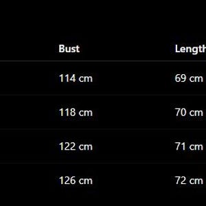 May include: A size guide table with measurements in centimeters. The table includes sizes M, L, XL, and 2XL, with corresponding shoulder, bust, length, and sleeve measurements. The text "SIZE GUIDE" is at the top.