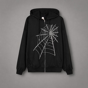 Spider Web Zip up Hoodie - Etsy