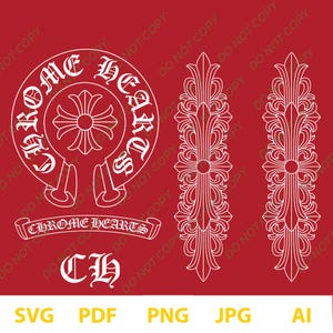 CH Cross Svg-paket, kromhjärtan-inspirerat, streetwear-design (PNG, AI)