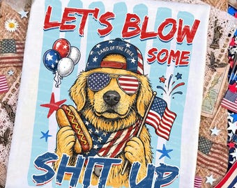 Let's Blow Some Shit up Boy DTF Transfer, Patriotic Fireworks, 4th of July USA, Dachshund Patriotic, Merica Dtf, Ready to Press DTF Transfer