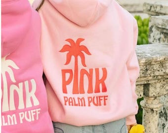 Sudadera con capucha bordada para mujer, sudadera con capucha playera extragrande, sudadera con capucha con estampado de palmeras, sudadera informal y cómoda, jersey de estilo urbano.