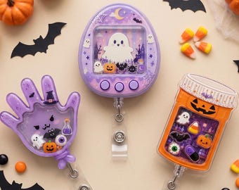 かわいいハロウィンシェイカーバッジリール、不気味な看護師用伸縮式バッジホルダー、パステルゴス看護師教師医療ギフト