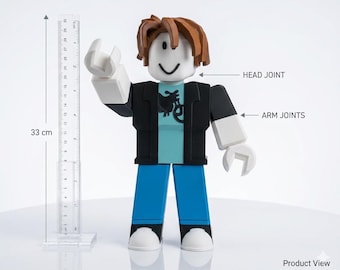 XL 33cm Noob Figur Roblox – 3D-gedrucktes Premium Modell (Bacon Hair) – Bewegliche Gelenke – Große  Statue & Sammlerstück – Handgefertigt