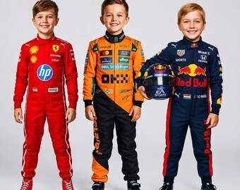 Custom Toddler Go Kart Racing Suit Kids Motorsport jumpsuit Name Flag