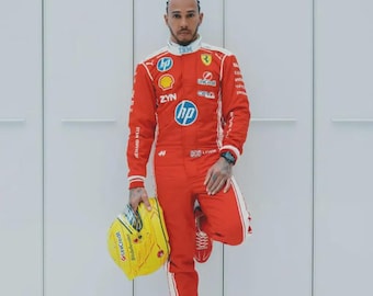 Lewis Hamilton Ferrari F1 Racing Suit 2026 – Red Go Kart Racewear Costume Outfit for Motorsport Fans