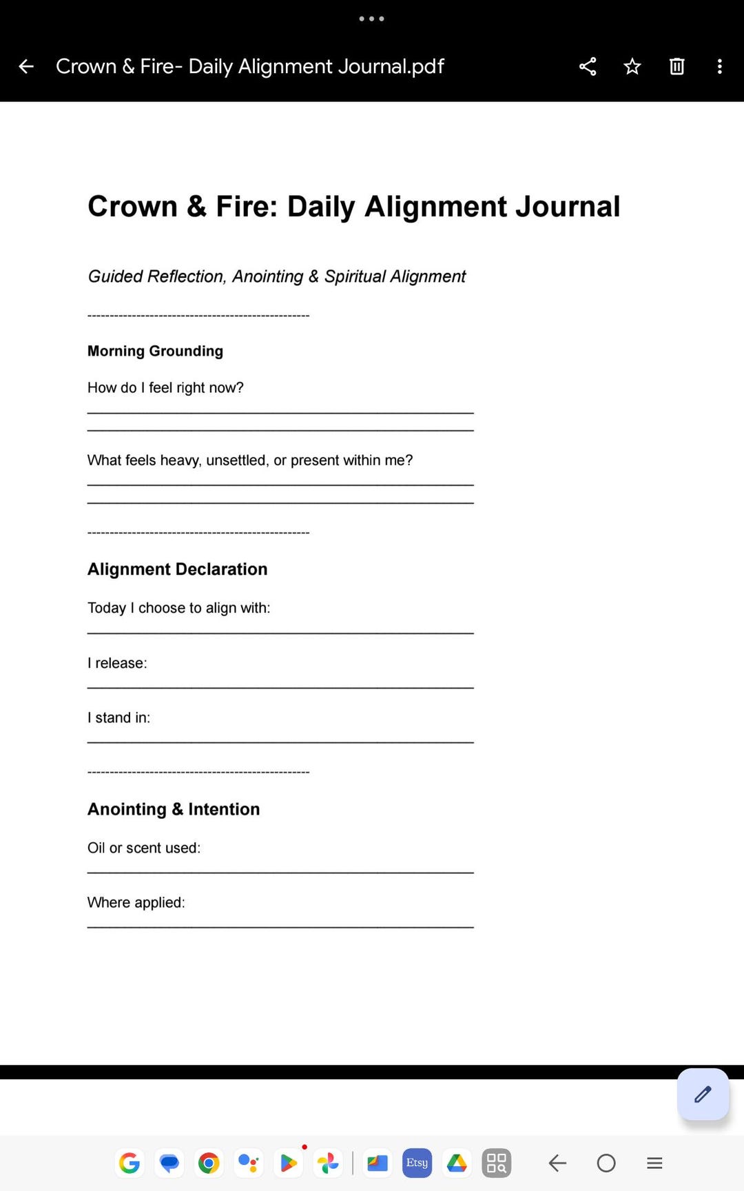 Crown & Fire Daily Alignment Journal | Spiritual Printable| Guided ...