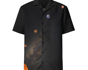 Voyage du Soleil Weltraum-Button-Up-Hemd | All Over Sonnensystem Druck
