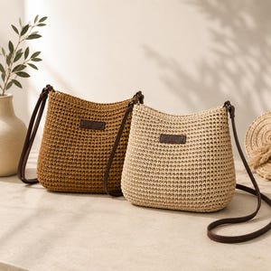 Stroh gewebte Umhängetasche für Frauen, Strand Schulter Handtasche mit Reißverschluss, Boho Sommer Geldbörse, Beige oder Khaki