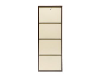 Slim Shoe Cabinet with Lock | 4-Tier Narrow Shoe Storage 5.9" Deep | Thin Entryway Organizer | Wall Mounted Flip Down Shoe Cupboard