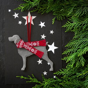 Personalised Weimaraner Dog Christmas Decoration, tree decoration GREY