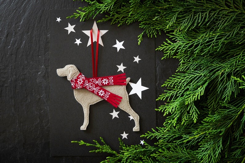Personalised Weimaraner Dog Christmas Decoration, tree decoration STONE