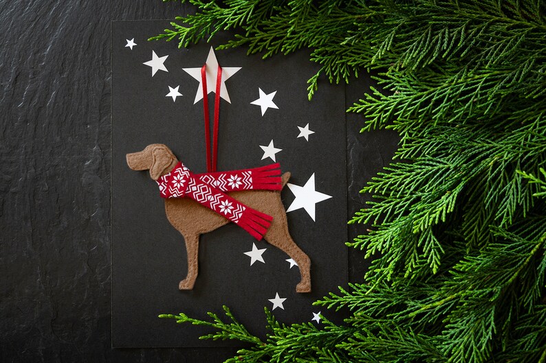 Personalised Weimaraner Dog Christmas Decoration, tree decoration EARTH