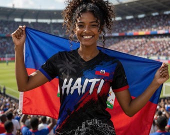 Custom Haiti Soccer Jersey, Personalized Name Number Haitian Football Shirt, Adult Youth Sports Fan Gift For Him Her