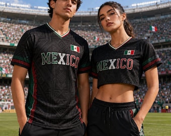 Custom Mexico Jersey Set, Mexico Soccer Shirt, Matching Crop Top and Adult Jersey, Personalized Football Fan Gift
