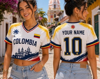 Camiseta de fútbol de Colombia, camiseta personalizada con nombre y número, camiseta personalizada para aficionados al fútbol, regalo de Colombia