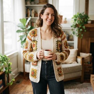 Granny Square Cardigan Crochet Pattern PDF, Easy Beginner Friendly Women's Cardigan, Instant Download 300 DPI