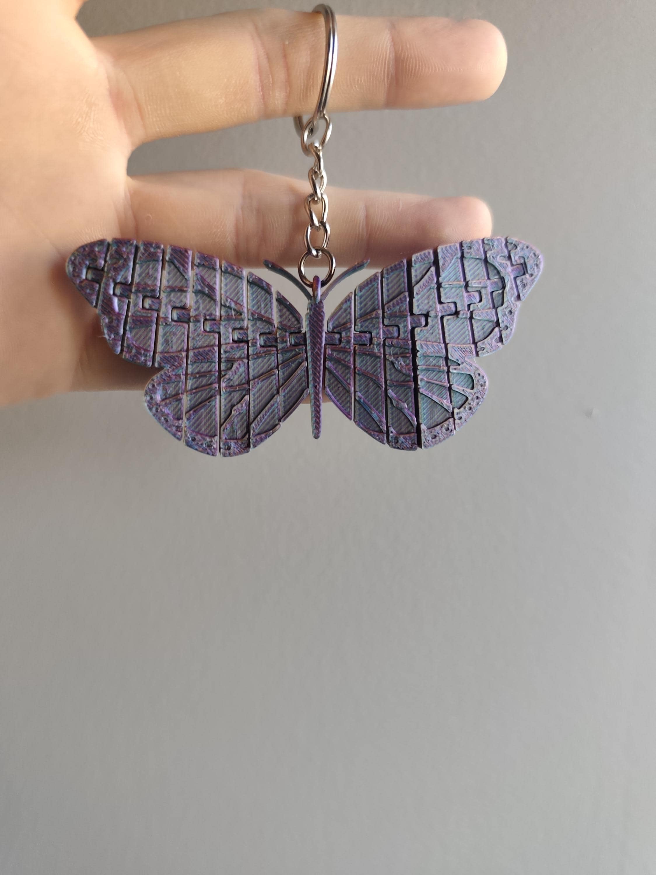 3D Printed Articulated Butterfly Keychain | Rainbow Silk Fidget Charm ...