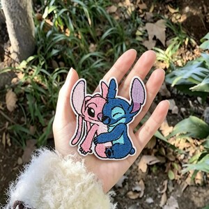 Kawaii Pink Big Ear Alien Iron On Patch, Embroidered Fabric Applique for Clothes, Backpack Decorative Patch, Cute Craft Supply Patch.