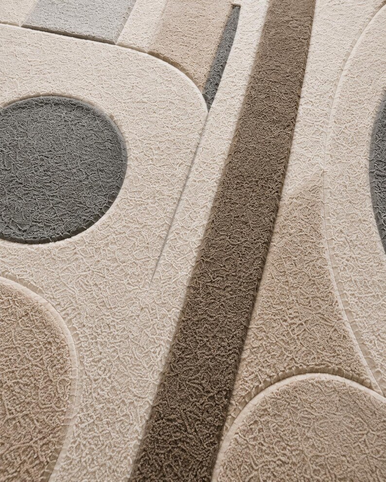 Hand Tufted Wool Rug, Modern Abstract Geometric Design, Living Room ...