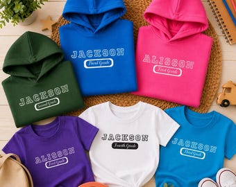 Personalized Kids Graduation Sweatshirt Custom Name School Grade Youth Back To School Gift Shirt