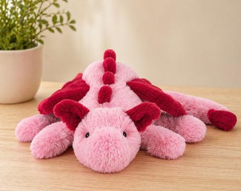 Dragão de Pelúcia Fantástico – Dragão de Pelúcia Macio e Colorido, Bichinho de Pelúcia Fofo e Aconchegante, Decoração para Quarto Infantil, Presente para Crianças, Pelúcia Kawaii