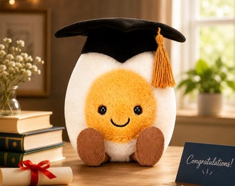 Jellycat Amuseable Boiled Egg Graduation Plush Keychain, Graduate Egg Stuffed Animal, Cute Graduation Keepsake Gift