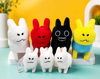 Pelúcia Gubby Bunny inspirada em emojis do Roblox, coelhinho de pelúcia branco fofo, pelúcia macia e kawaii, presente para gamers, decoração de quarto, pelúcia de coelho.