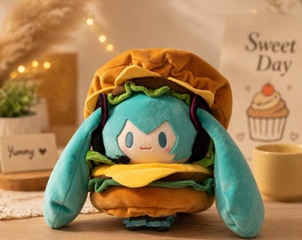 Pelúcia da Miku | Pelúcia de Anime | Hambúrguer ou Clássica | Hatsune Miku | Pelúcia Kawaii | Brinquedo Vocaloid