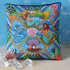 The Mermaid's Locker Mini Cushion Cross Stitch Kit image 1