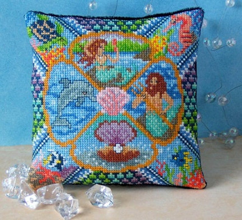 The Mermaid's Locker Mini Cushion Cross Stitch Kit image 1