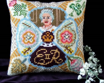Queen Elizabeth II Celebration Counted Cross Stitch Mini Cushion Kit, Sheena Rogers Designs
