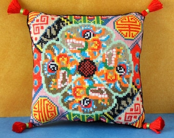 Chinese Dragon Counted Cross Stitch Mini Cushion Kit, Sheena Rogers Designs