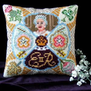 Queen Elizabeth II Celebration Counted Cross Stitch Mini Cushion Kit, Sheena Rogers Designs