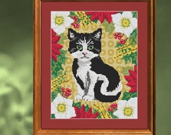 冬のイジー子猫のクロスステッチ絵キット、シーナ・ロジャース