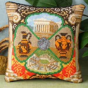 Ancient Greece Counted Cross Stitch Mini Cushion Kit, Sheena Rogers Designs