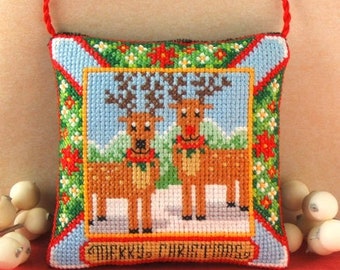 Christmas Reindeer Counted Cross Stitch Hanging Decoration Kit, Sheena Rogers Designs