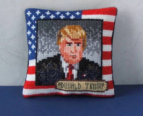 Donald Trump Pincushion Cross Stitch Cross stitch pillow pincushion or