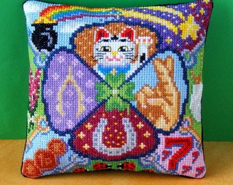 Good Luck/Lucky Charms Counted Cross Stitch Mini Cushion Kit, Sheena Rogers Designs