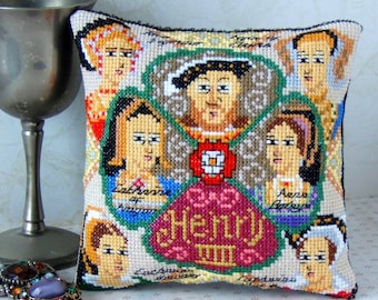 Henry VIII and his Wives Counted Cross Stitch Mini Cushion Kit, Sheena Rogers Designs