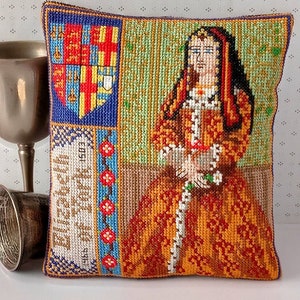 Elizabeth of York Counted Cross Stitch Mini Cushion Kit, Sheena Rogers Designs