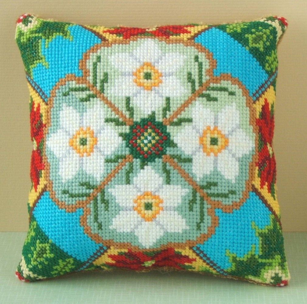 December Counted Cross Stitch Mini Cushion Kit, Sheena Rogers Designs